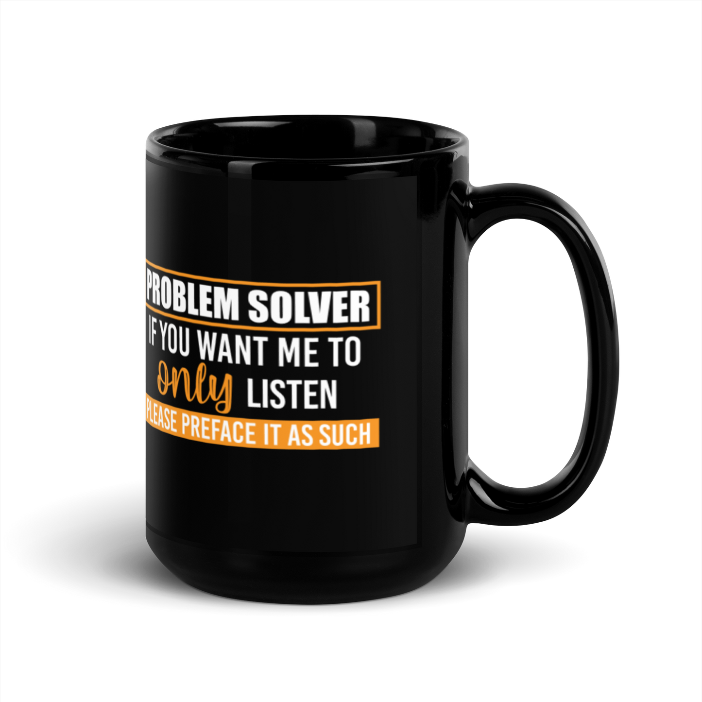 Problem Solver Black Glossy Mug KimUnity Soulutions