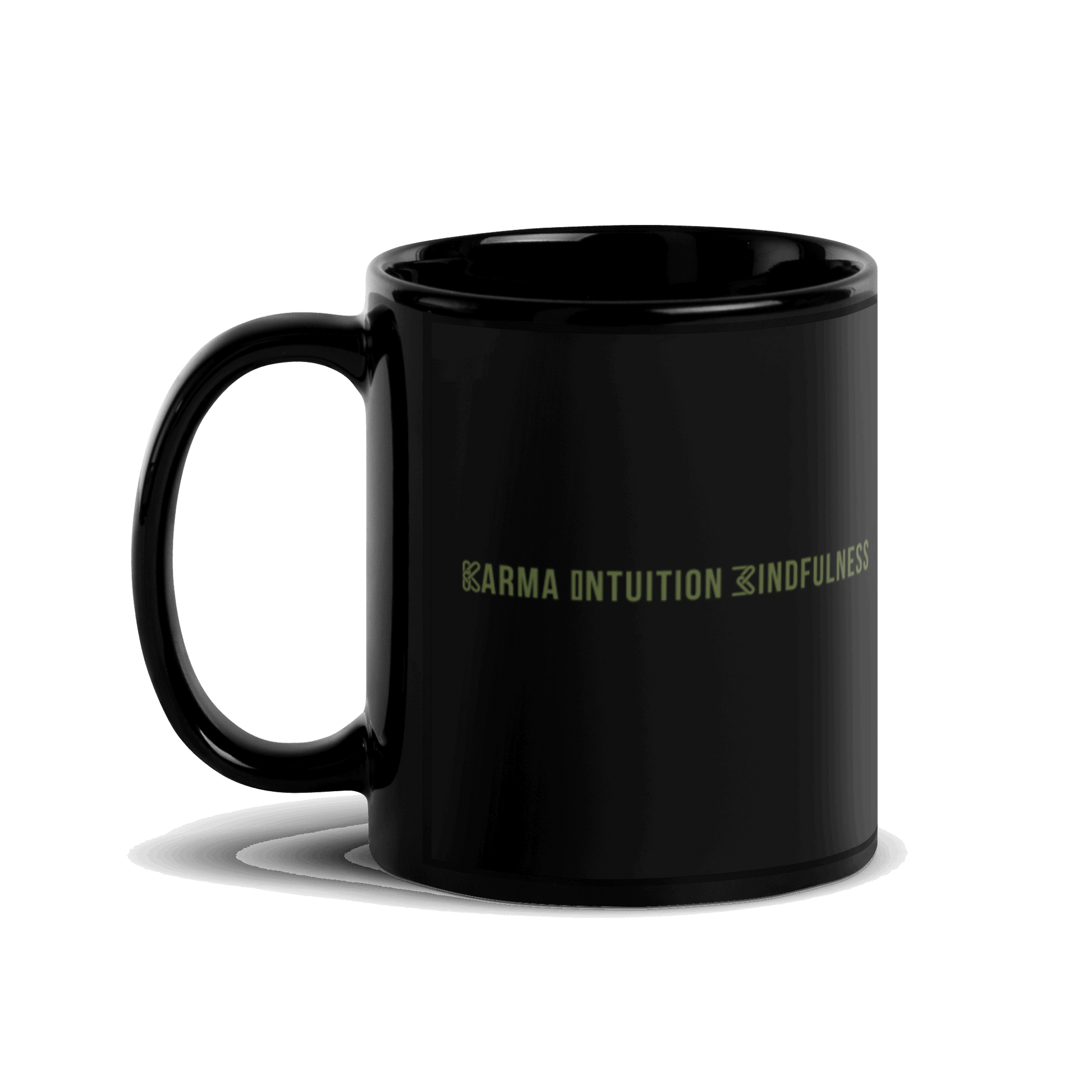 Karma Intuition Mindfulness Black Glossy Mug KimUnity Soulutions 