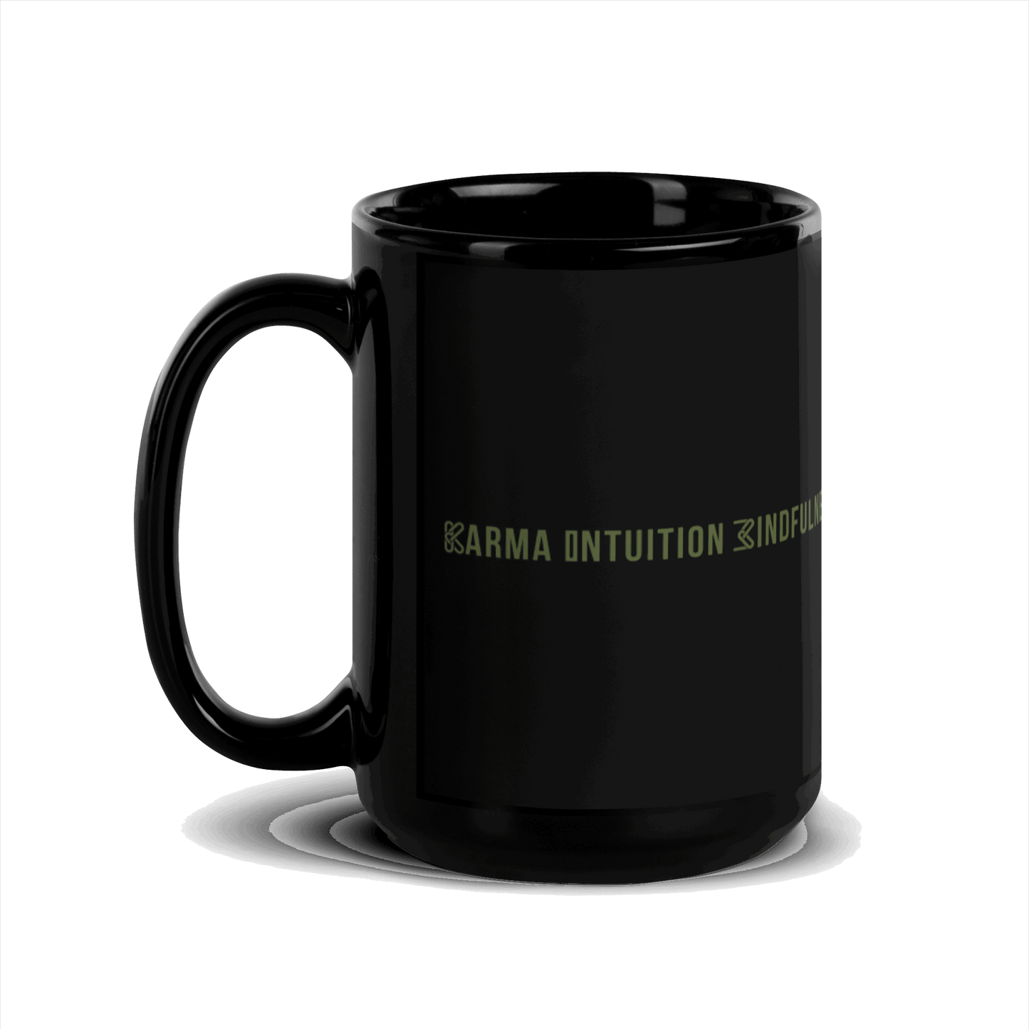Karma Intuition Mindfulness Black Glossy Mug KimUnity Soulutions 