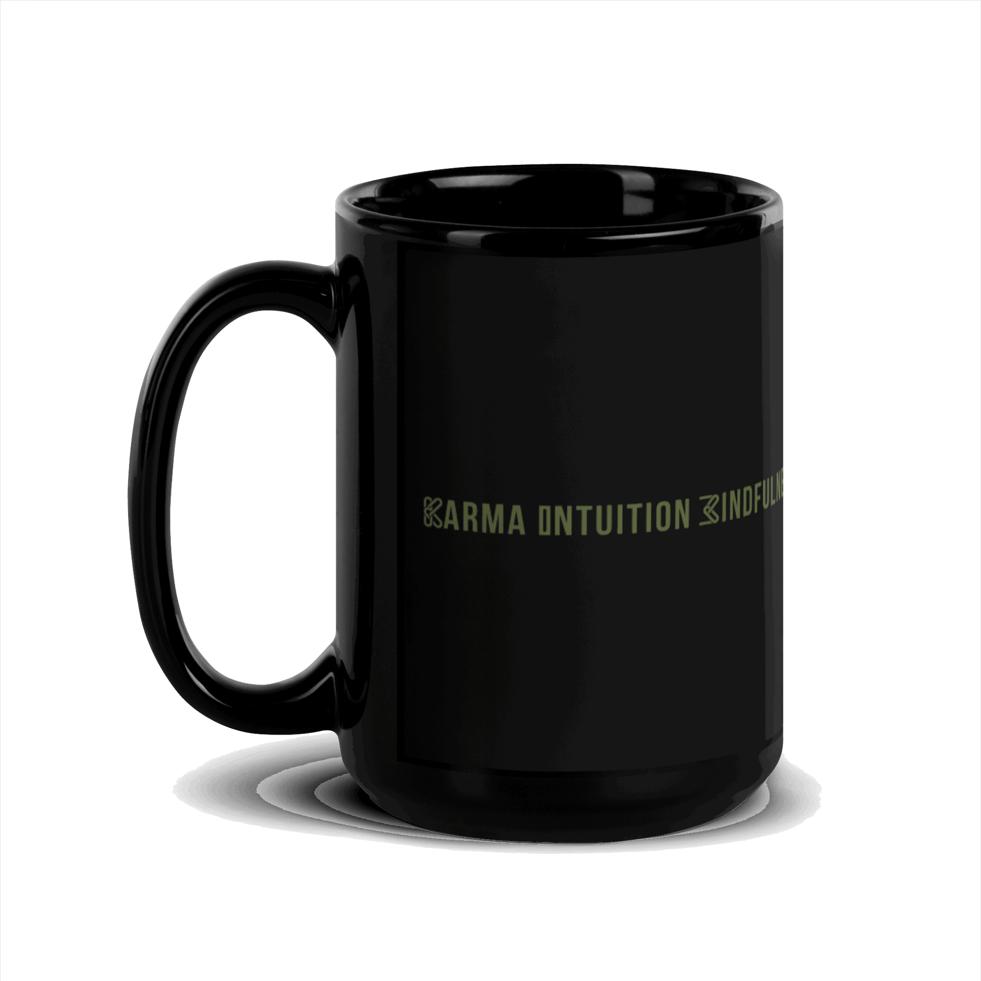 Karma Intuition Mindfulness Black Glossy Mug KimUnity Soulutions 