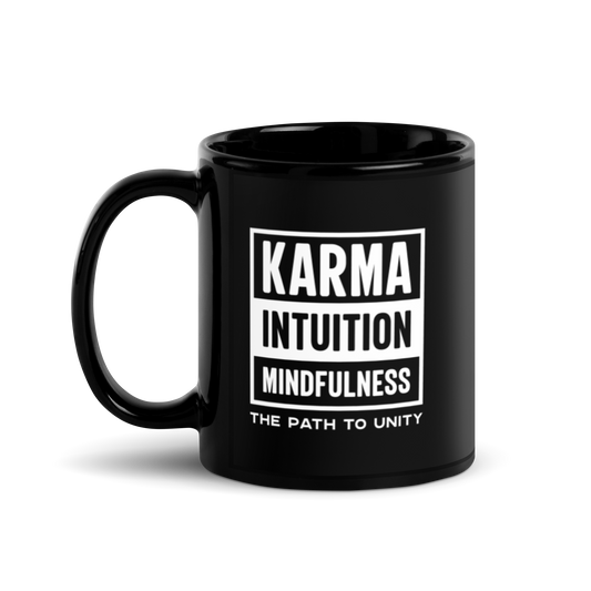 Straight Path to Unity Black Glossy Mug KimUnity Soulutions 