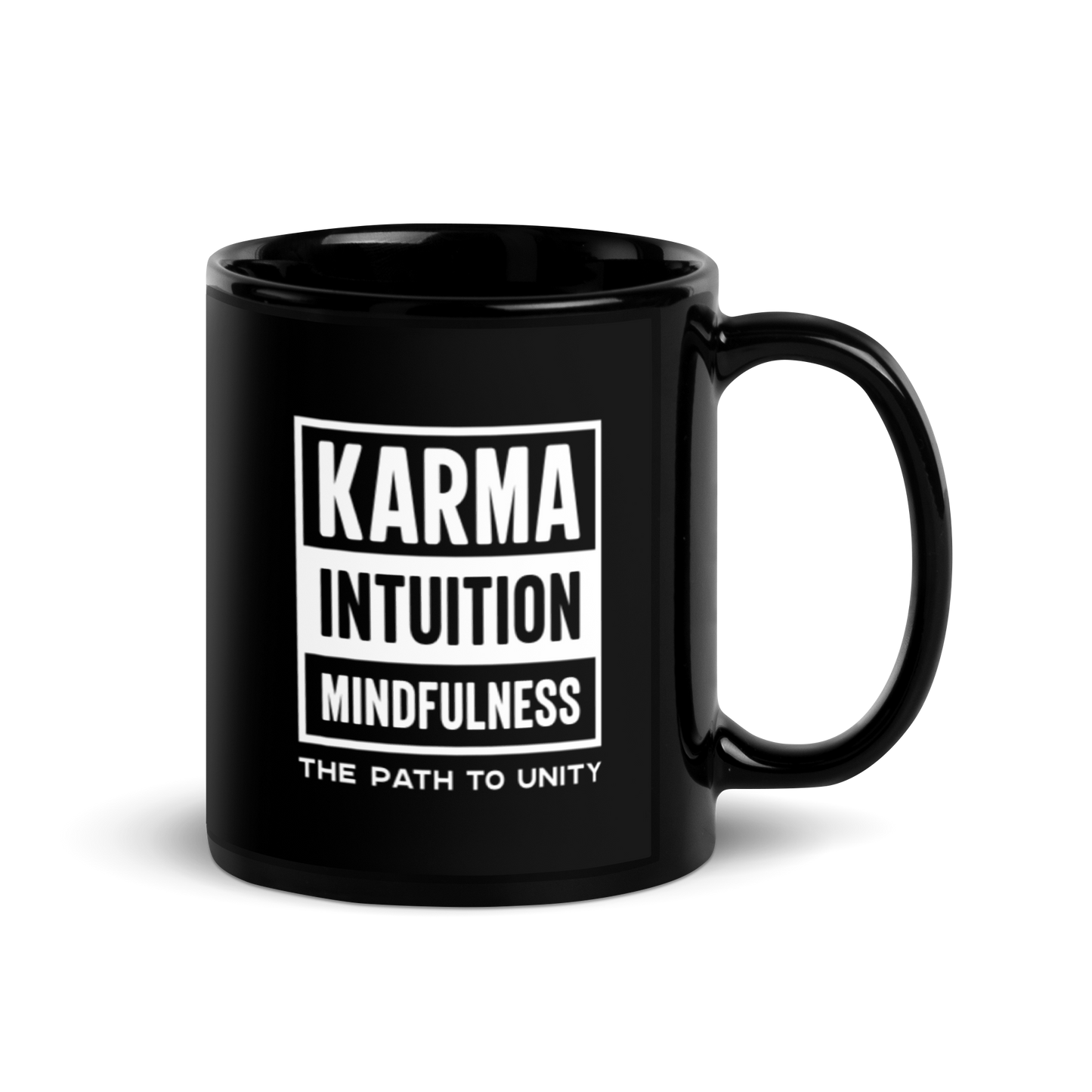 Straight Path to Unity Black Glossy Mug KimUnity Soulutions 