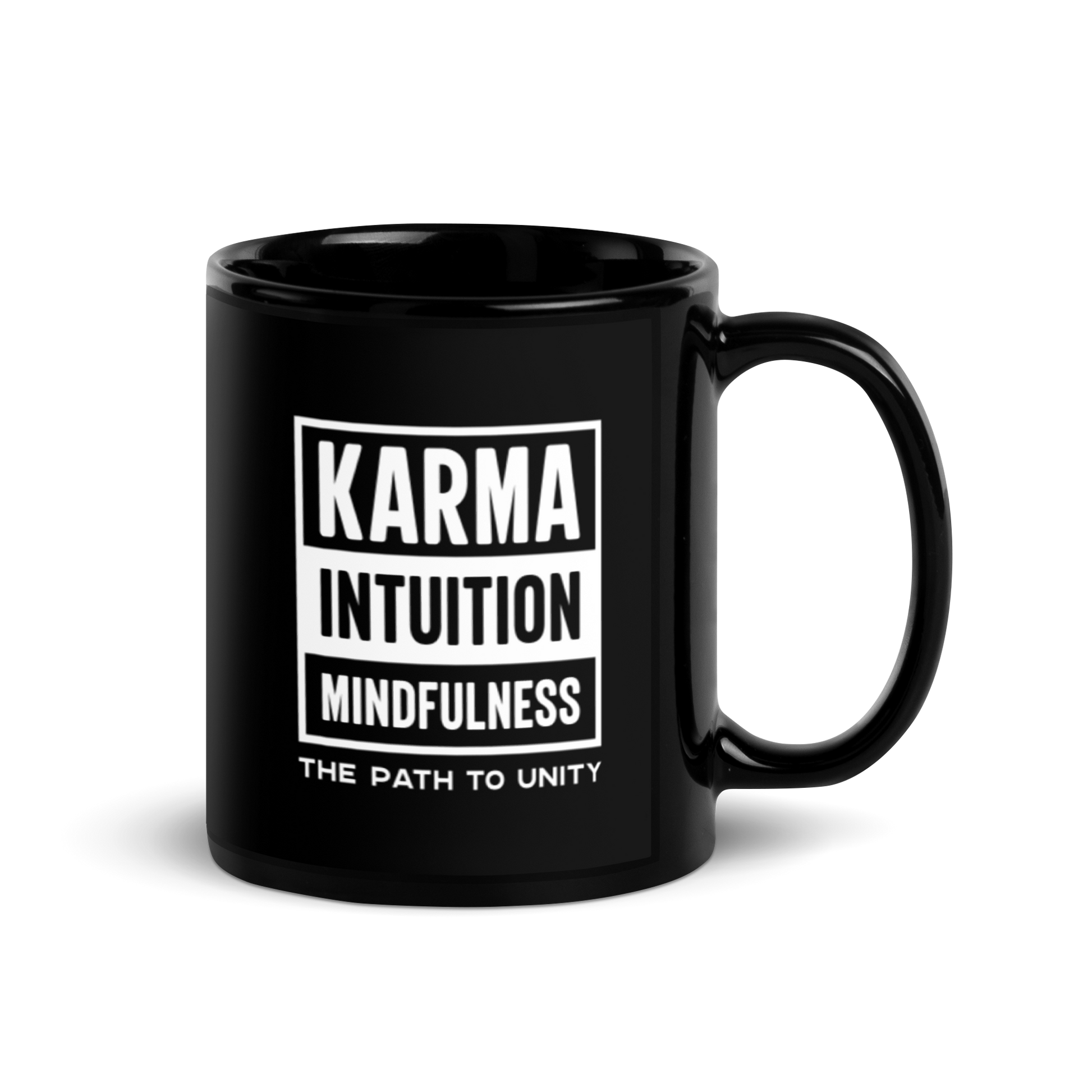 Straight Path to Unity Black Glossy Mug KimUnity Soulutions 