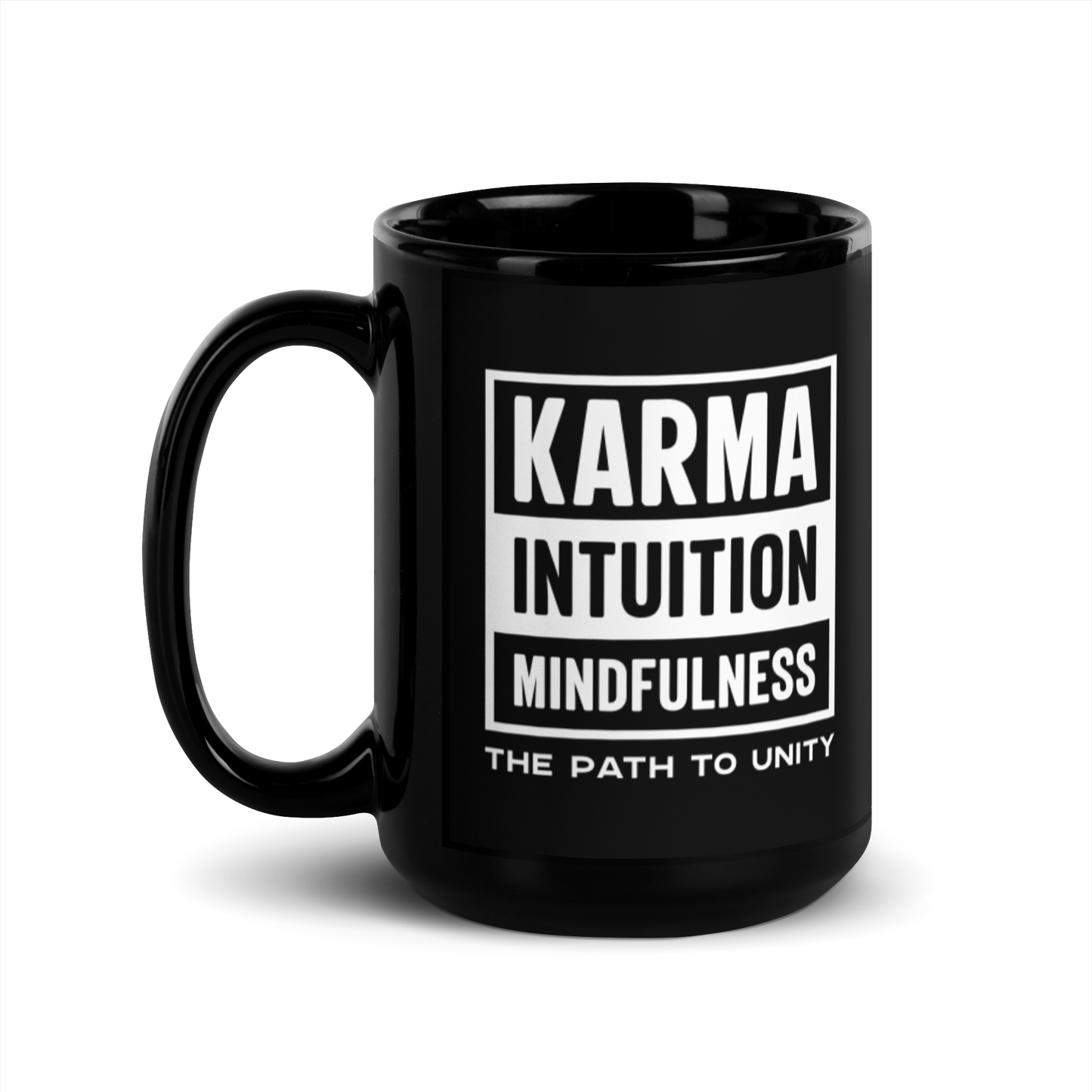 Straight Path to Unity Black Glossy Mug KimUnity Soulutions 