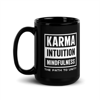Straight Path to Unity Black Glossy Mug KimUnity Soulutions 