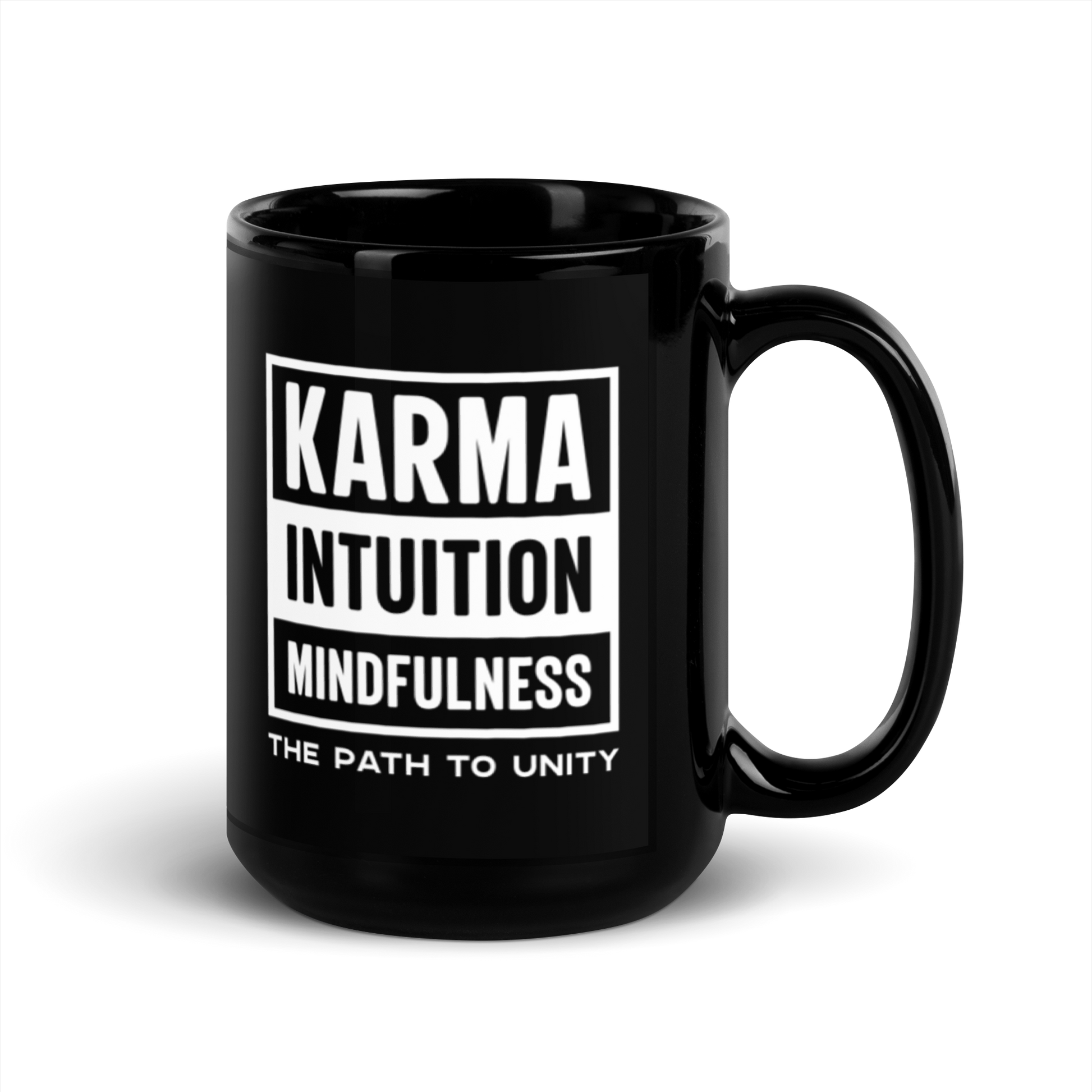 Straight Path to Unity Black Glossy Mug KimUnity Soulutions 