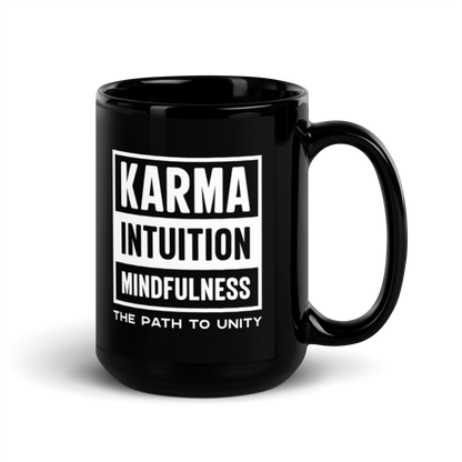Straight Path to Unity Black Glossy Mug KimUnity Soulutions 